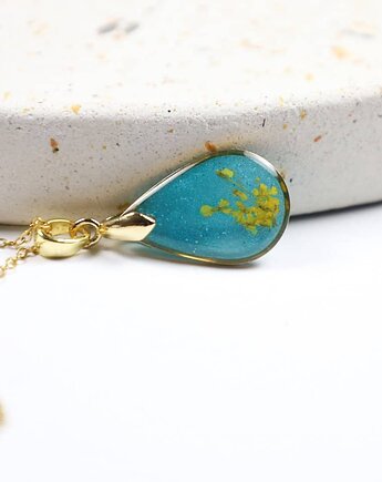 Naszyjnik lazurowa łezka z Kwiatami Dzikiej Marchwi, Lovely Jewellery