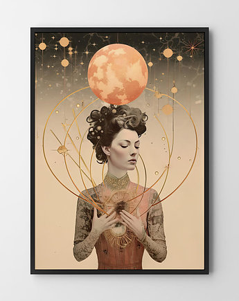 Plakat  astrologia kolaż kobieta planety, HOG STUDIO