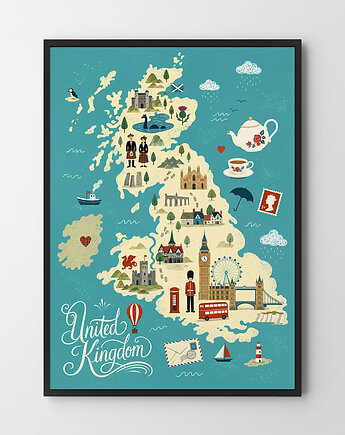 Plakat Mapa Wielka Brytania  na prezent - różne formaty do wyboru, HOG STUDIO