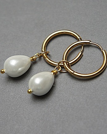 Kolczyki pozłacane Pearls [white] perły vol. 19, KiKa pracownia