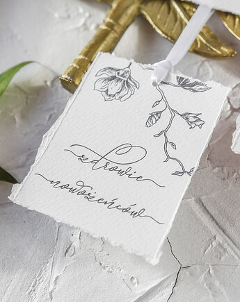 Zawieszki ślubne na butelki "Magnolia" 10 sztuk, Papiernik