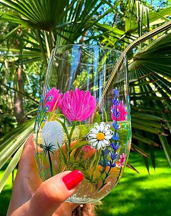 Szklanka ręcznie malowana Powiew lata, Edyta Tobiasz Art