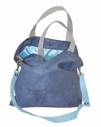 Torba hobo XXL - kobalt, szarość, błękit, PRACOWNIA 166