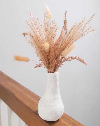 Biały wazon w piegi w stylu boho / skandynawskim (M222), Mada Ceramics