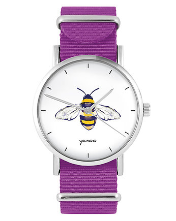 Zegarek - Pszczoła - amarant, nylonowy, yenoo