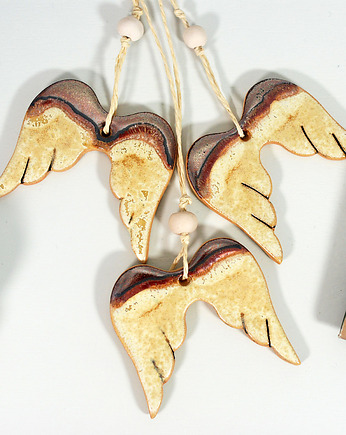 Złote skrzydła ceramiczne - dekoracje choinkowe, 10FingersArt