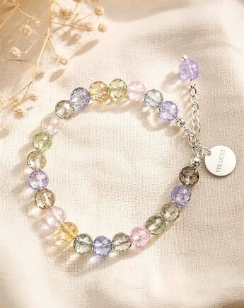 Bransoletka Rainbow Circle Slim, naturalny fluoryt i srebro 925, Velucci