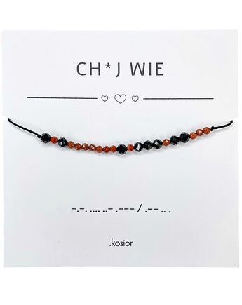 Bransoletka z alfabetem Morse Piasek pustyni, Agat, karolina kosior