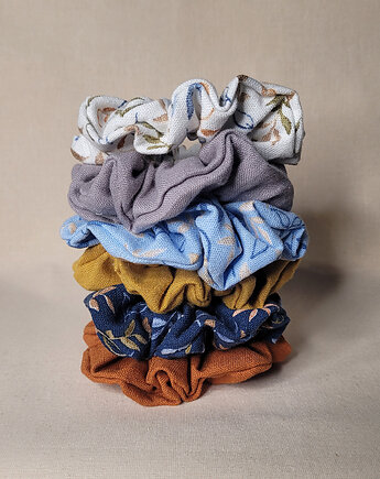 Lniane wzorzyste SCRUNCHIE, Pachnące Zające