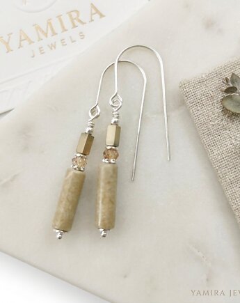 Srebrne kolczyki z beżowym jaspisem, Yamira Art Studio