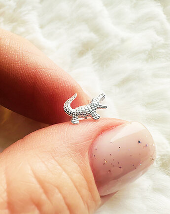 Srebrne kolczyki krokodylki,  sztyfty krokodyle, Anemon Atelier