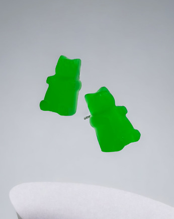 Misie z żywicy - kolczyki - wkrętki - sztyfty - SOCZYSTA ZIELEŃ, kaktusia