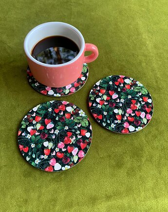 Podkładki pod kubek- Truskawki- Strawberries coasters, OSOBY - Prezent dla ukochanej