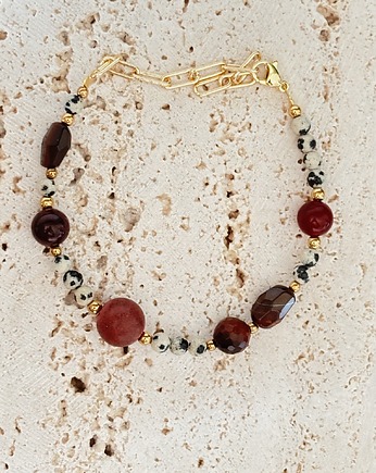 Bransoletka Jaspis dalmatyński i Bordo, Chmolowska Jewellery