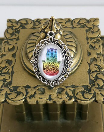 6851 Mistyczny Wisiorek Hamsa z Barwami Tęczy - Ochrona i Harmonia!, kama4you