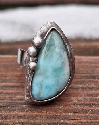 Larimar - pierścionek regulowany, po drugiej stronie lustra