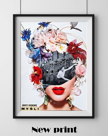 Myśli - kolaż analogowy (print), Black Heart Collage