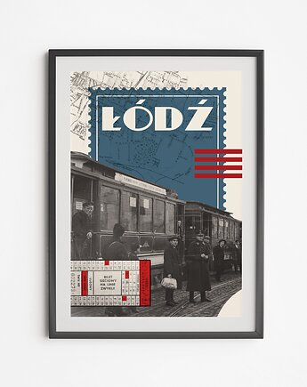 Plakat Łódź Tramwaj Kolaż, LOVE POLAND DESIGN