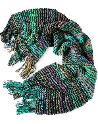 MAXCOLOR duży szal handmade " leśna harmonia", sploteka