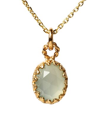 Minimalistyczny złoty naszyjnik z agatem aqua w stylu Vintage, Blooming Stones