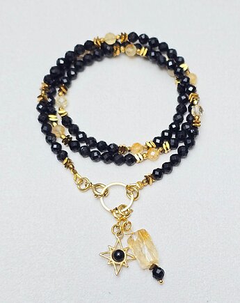 Turmalinowo - Cytrynowy Naszyjnik z Różą Wiatrów, ILEA