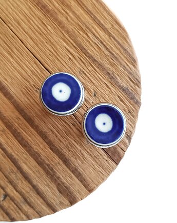 Spinki Bolesławiec, biżuteria z talerzy