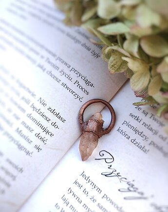 Wisior miedziany Aurora kwarc brzoskwiniowy, Treemasters Copper Jewelry