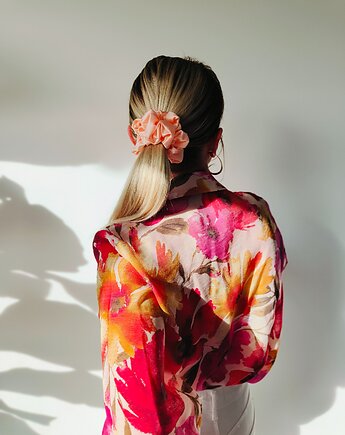 Gumka jedwabna, scrunchie, frotka peach dew MAXI, Capillum