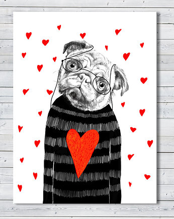 OBRAZ NA PŁÓTNIE - MOPS - 60x80cm, LUdesign gallery