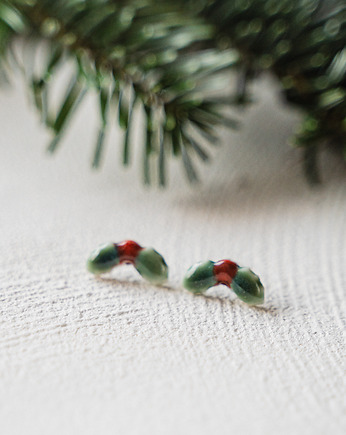 Kolczyki porcelanowe Ostrokrzew, rękoczyny