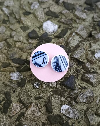 Kolczyki ceramiczne w kobaltowe wzory