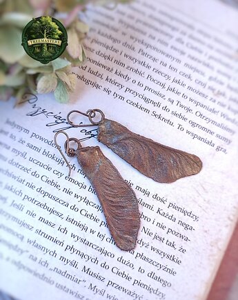 Kolczyki Leśne Skrzydła miedziane noski klonu, Treemasters Copper Jewelry