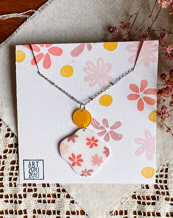 Kolorowy naszyjnik boho z motywem kwiatowym , ArtZouzeau