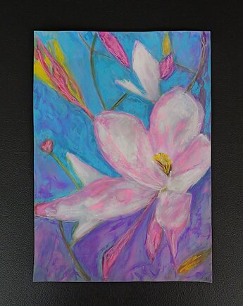 Magnolia - akwarela i pastela sucha  A4, JBJart Justyna Jaszke