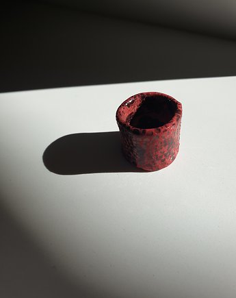 Duży pierścionek ze skóry naturalnej czerwony w print zwierzęcy, Malena Dul