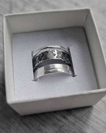 Pierścionek TEXTURE - 4 obrączki srebro T2021, COCONUT