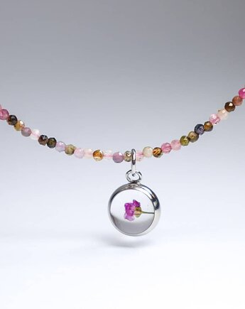 Różowy Turmalin z kwiatem różowej Smagliczki, Lovely Jewellery