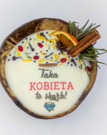 Taka Kobieta to Skarb / świeca w kokosie, Swiecznikowo