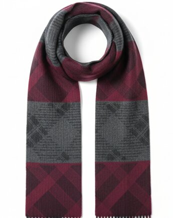 Szalik Męski szal 100% kaszmirowy bordowy wiśniowy szary kaszmir, AKADEMIA STYLU