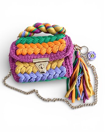 Torebka handmade + brelok z gliny polimerowej kwiatowe fantazje, Megan Little Things