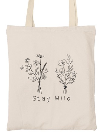 Torba kwiaty rośliny line art natura Stay wild, EvienArt