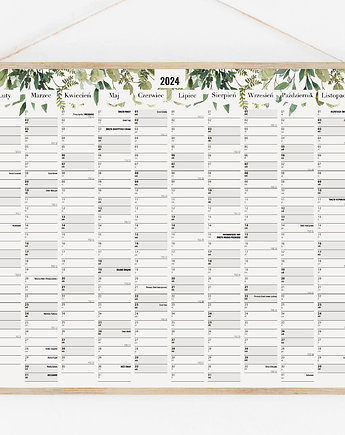 Plakat Kalendarz ścienny 2024 - planer ścienny A2 (z dębowym wieszakiem), PAKOWANIE PREZENTÓW - prezenty diy