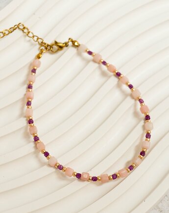 Bransoletka z rodonitu i rubinu, Flow handmade