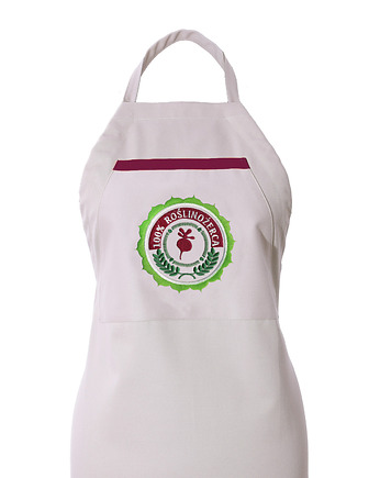 Fartuch Kuchenny bawełniany beżowy haftowany 100% ROŚLINOŻERCA EXTRA PREZENT, Wyszywane