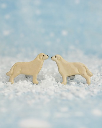 Labrador mini pieski- ceramiczne kolczyki, Dorca
