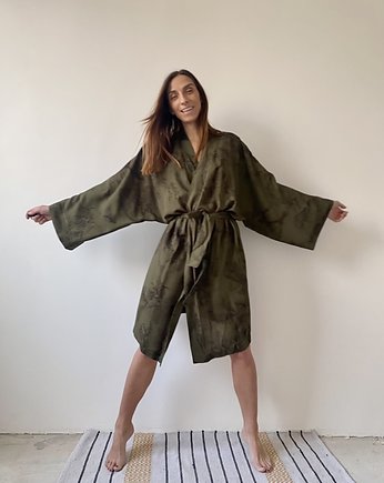 Szlafrok narzutka kimono z wiskozy i lnu, HisOutfit