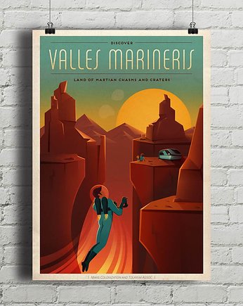 Mars Valles Marineris - vintage plakat, minimalmill