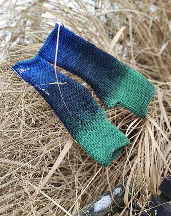 Ombre z zielenią / mitenki, agat handmade