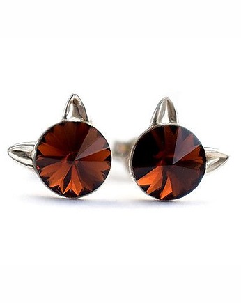 Kolczyki - kryształy Swarovski -kotki Smoked Topaz, Marisella
