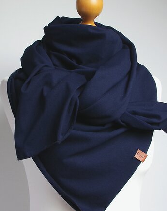 GRANATOWA bawełniana chusta damska, modna chusta damska na jesień, Pracownia Rękodzieła Zolla